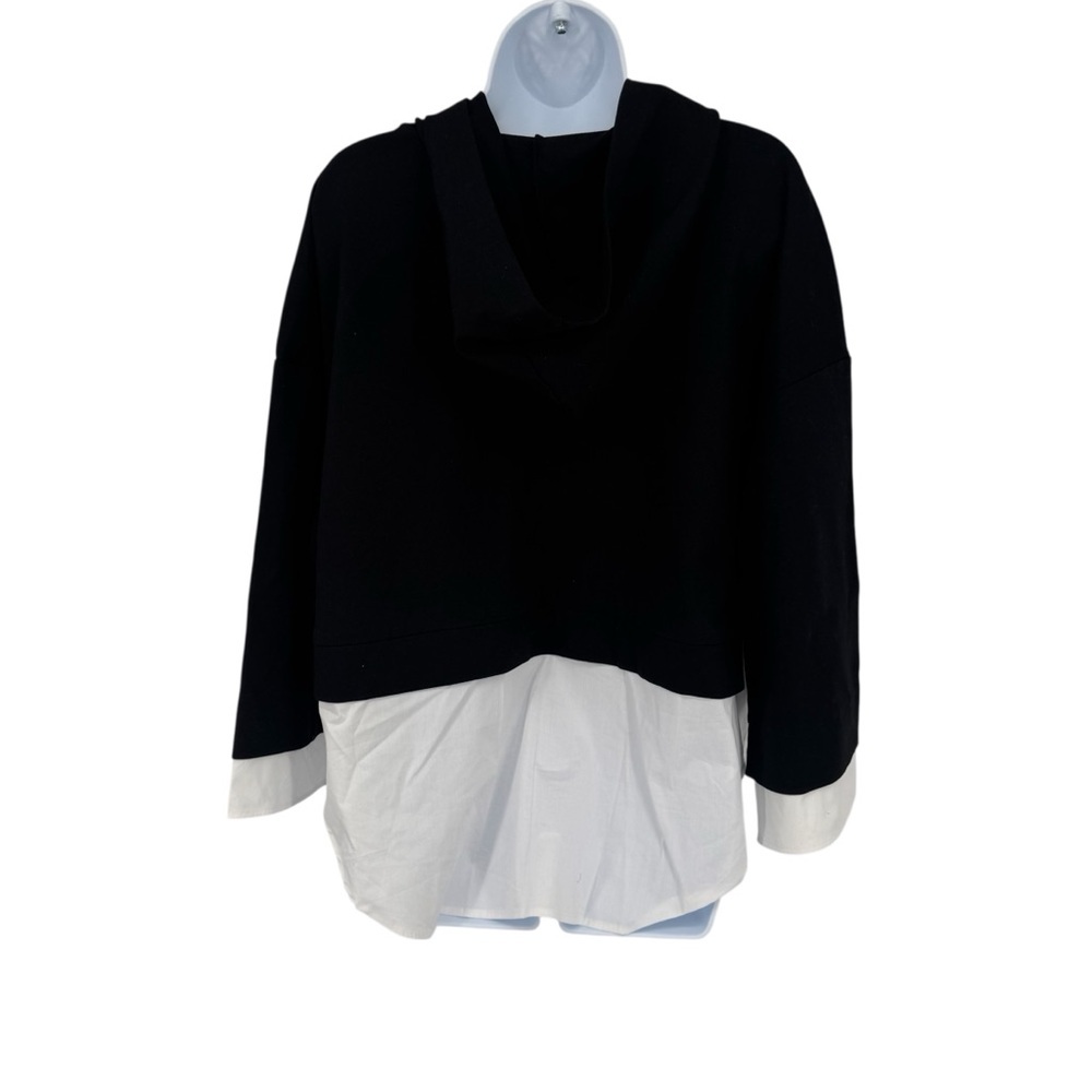 NWT Kenneth Cole Black Hooded Sweatshirt White Button Down Underneath Large - Picture 4 of 9